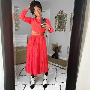 Long sleeve mid cut out midi dress